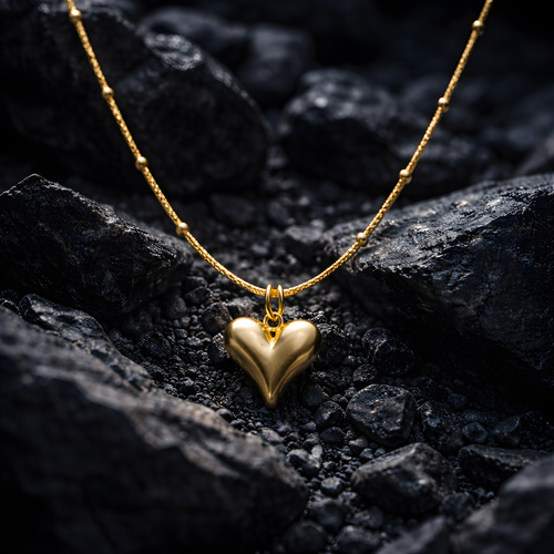 Aarvika 22K Gold-Plated Classic Heart Pendant Necklace – side view