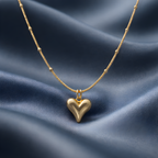 Aarvika 22K Gold-Plated Classic Heart Pendant Necklace – close-up detail