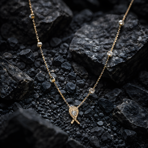 Aarvika CZ Crystal 22K Gold-Plated Crystal Ribbon Pendant Necklace – side view