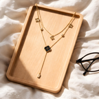Aarvika 22K Gold-Plated Layered Clover Lariat Necklace – side view