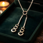 Aarvika 22K Gold-Plated Black Heart Lariat Necklace – front view