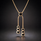 Aarvika 22K Gold-Plated Black Heart Lariat Necklace – side view
