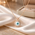 Aarvika CZ Crystal 22K Gold-Plated Evil Eye Crystal Pendant Necklace – front view