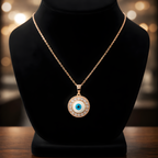Aarvika CZ Crystal 22K Gold-Plated Evil Eye Crystal Pendant Necklace – side view