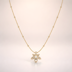Aarvika CZ Crystal 22K Gold-Plated Floral Crystal Pendant Necklace – model wearing