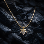 Aarvika CZ Crystal 22K Gold-Plated Floral Crystal Pendant Necklace – side view