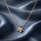 Aarvika CZ Crystal 22K Gold-Plated Floral Crystal Pendant Necklace – close-up detail