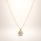 Aarvika CZ Crystal 22K Gold-Plated Clover Crystal Pendant Necklace – side view