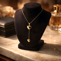 Aarvika 22K Gold-Plated Double Heart Drop Pendant Necklace – front view