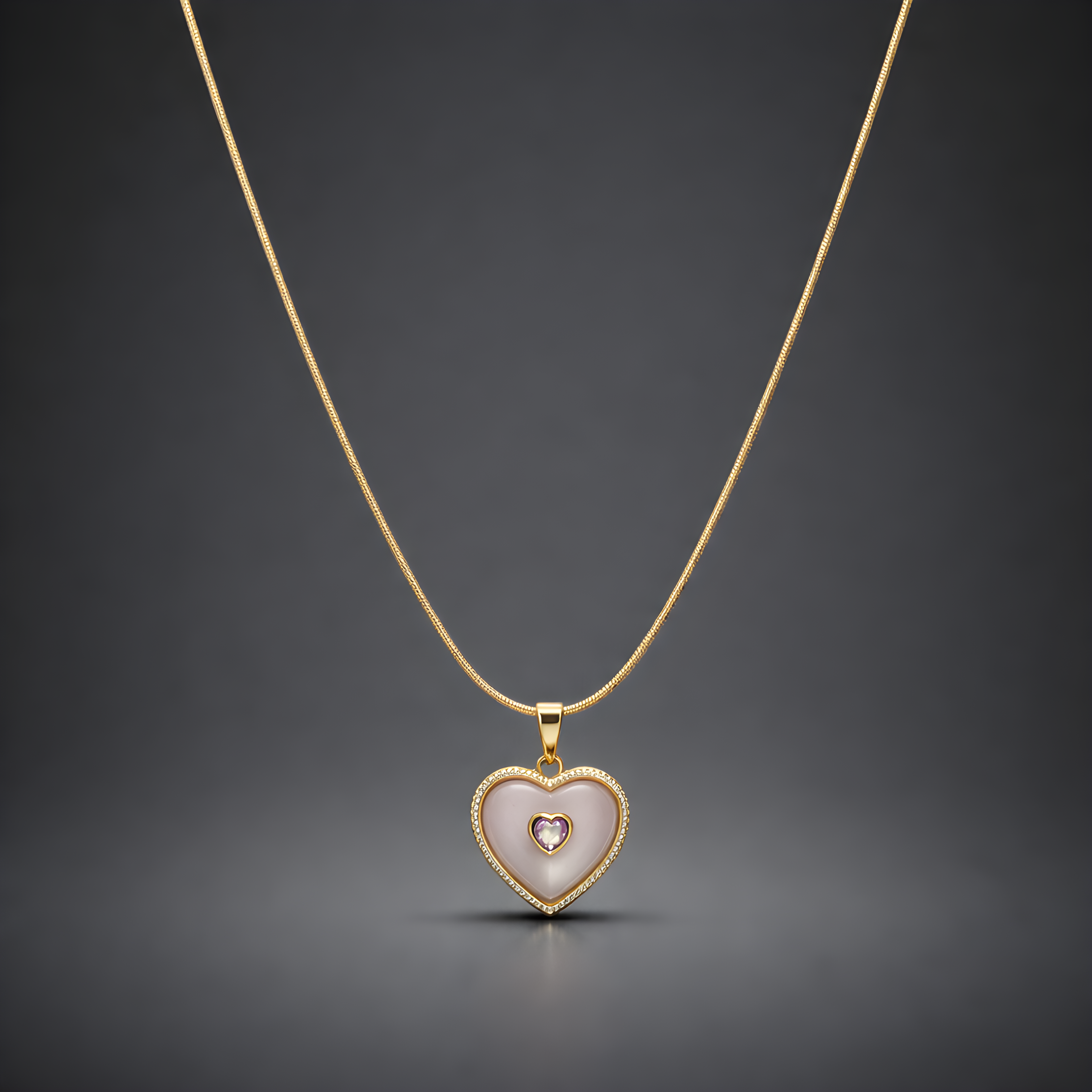 Aarvika 22K Gold-Plated Resin Heart Pendant Necklace – close-up detail