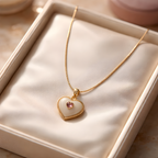 Aarvika 22K Gold-Plated Resin Heart Pendant Necklace – front view