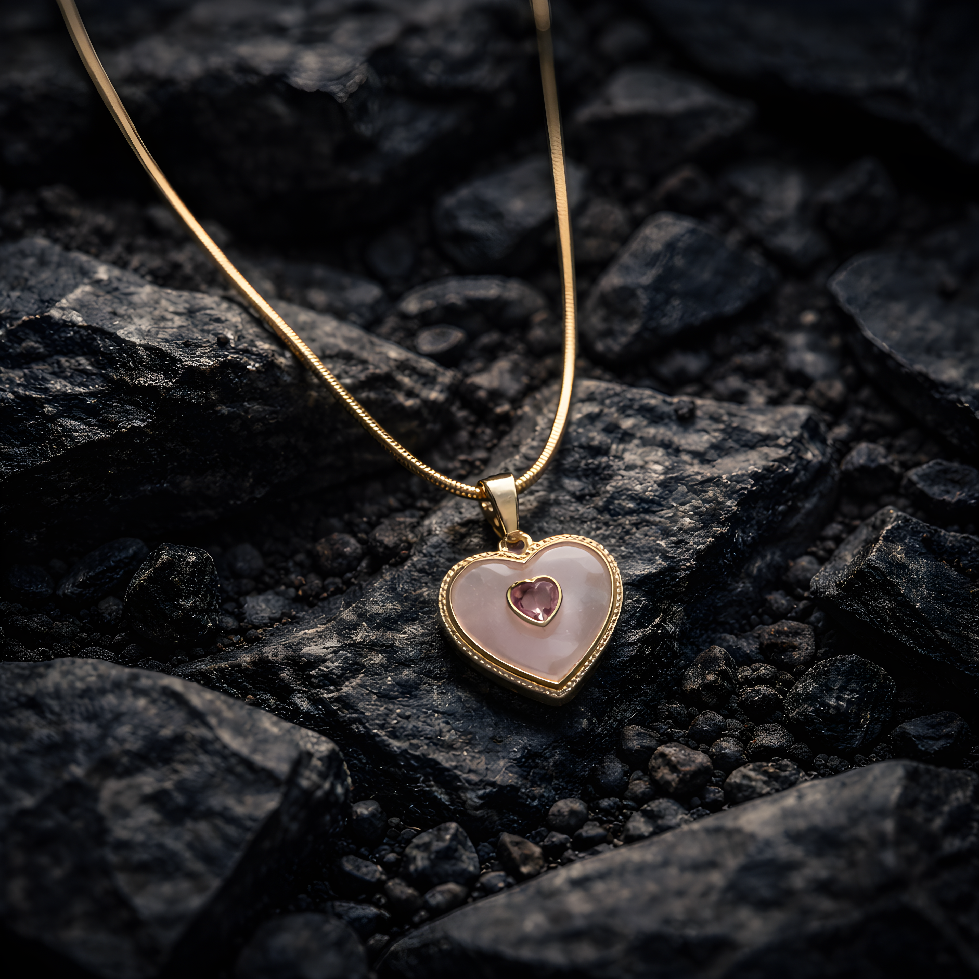 Aarvika 22K Gold-Plated Resin Heart Pendant Necklace – side view