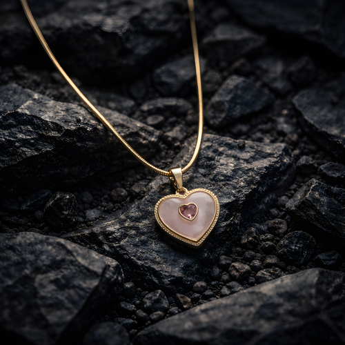 Aarvika 22K Gold-Plated Resin Heart Pendant Necklace – side view