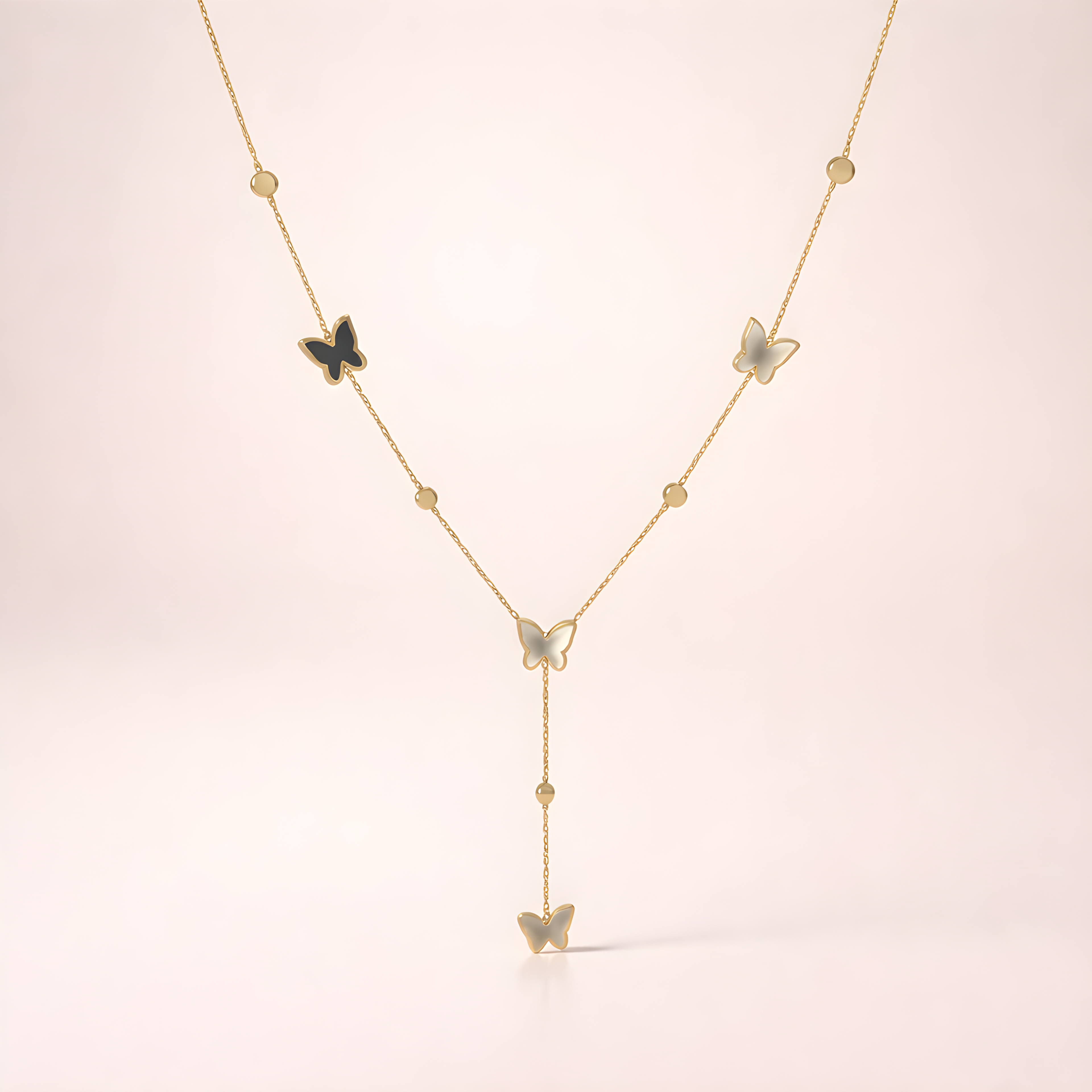 22K Gold-Plated Butterfly Lariat Necklace