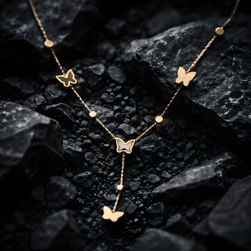 Aarvika 22K Gold-Plated Butterfly Lariat Necklace – side view