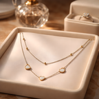 Aarvika 22K Gold-Plated Double Layer Heart Necklace – front view