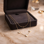 Aarvika 22K Gold-Plated Double Layer Heart Necklace – side view
