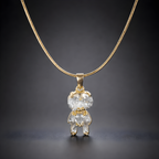 Aarvika 22K Gold-Plated Teddy Pendant Necklace – flat lay
