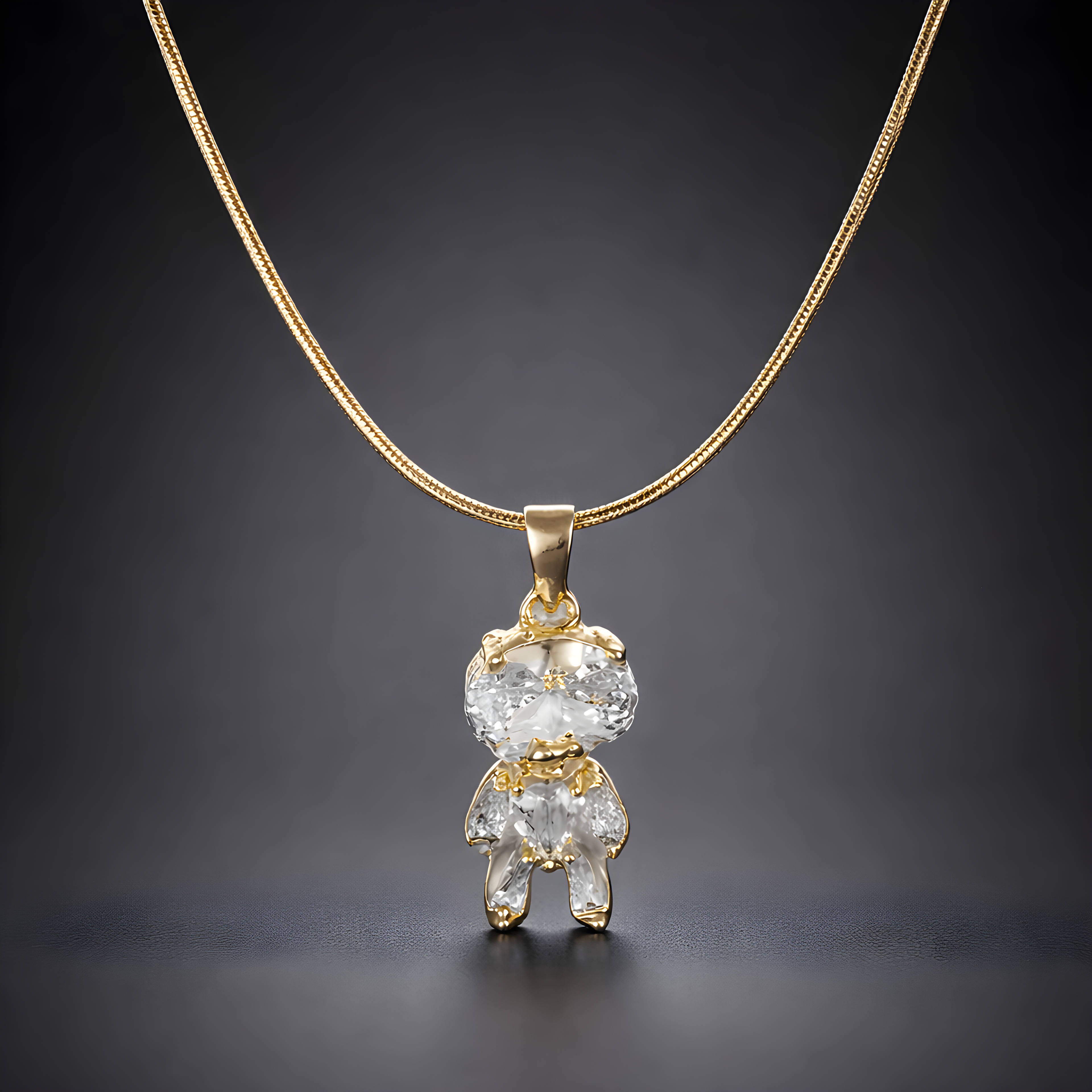 Aarvika 22K Gold-Plated Teddy Pendant Necklace – flat lay