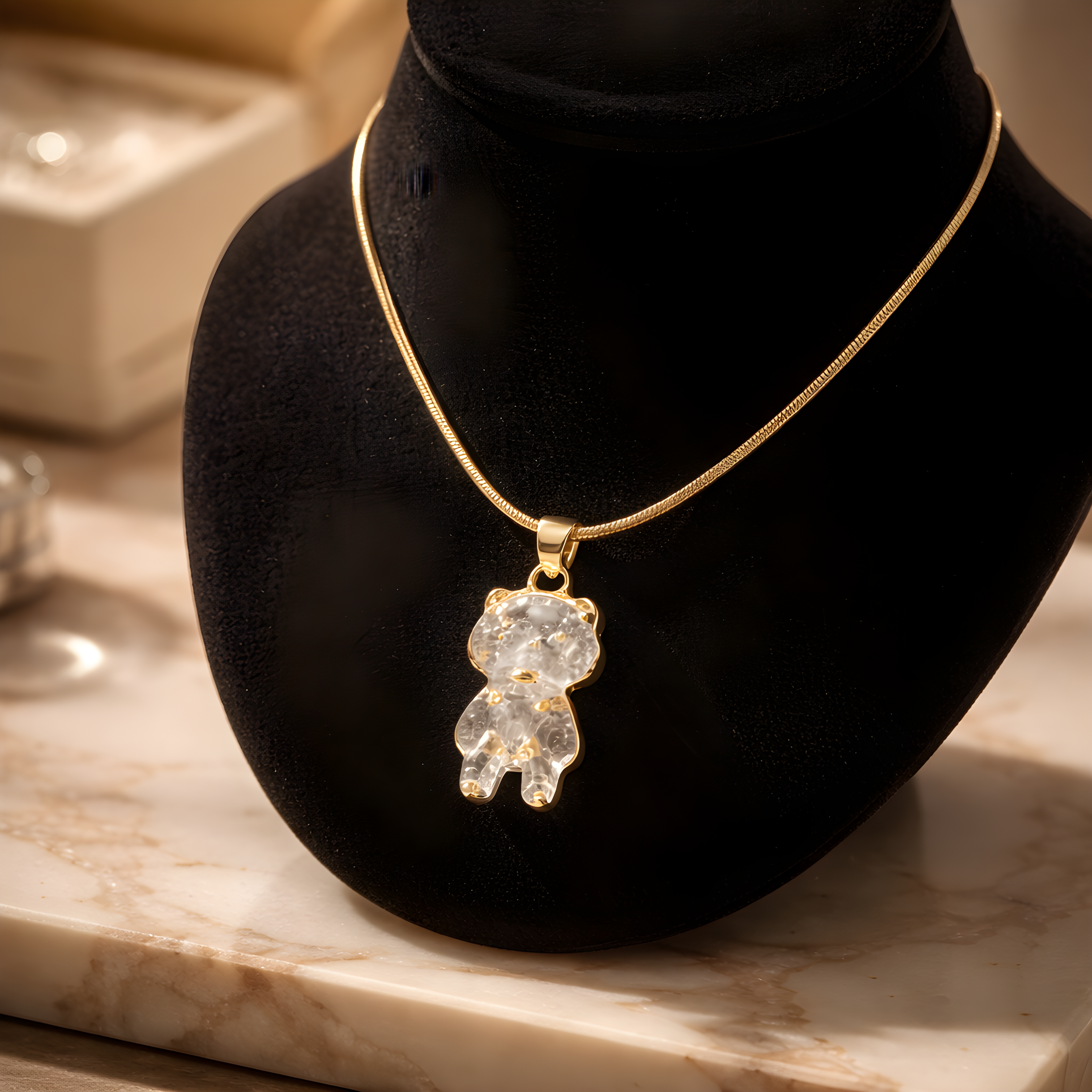 Aarvika 22K Gold-Plated Teddy Pendant Necklace – front view