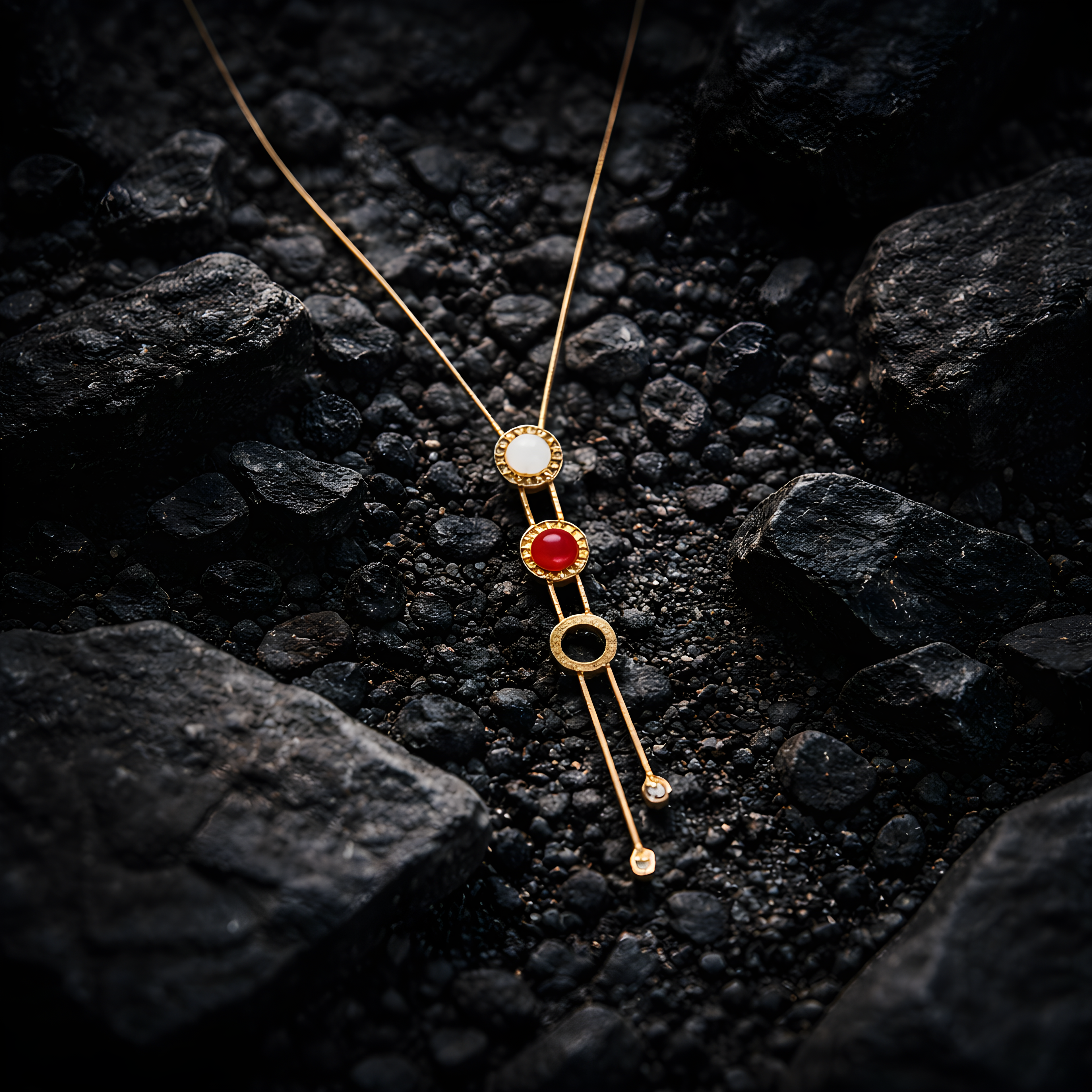 Aarvika 22K Gold-Plated Multi-Color Drop Pendant Necklace – close-up detail