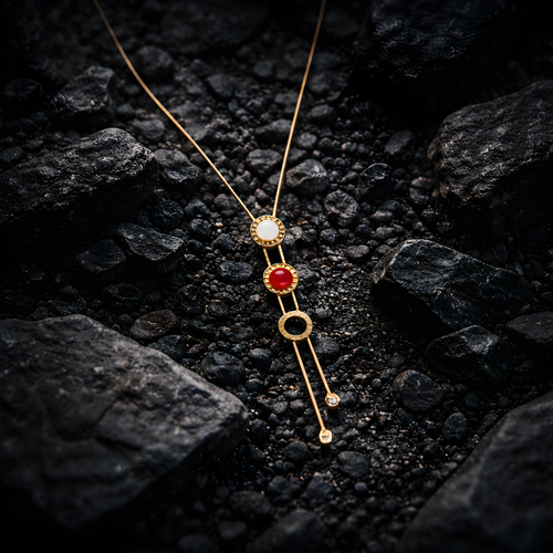 Aarvika 22K Gold-Plated Multi-Color Drop Pendant Necklace – close-up detail
