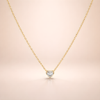 Aarvika CZ Crystal 22K Gold-Plated Minimal Heart Crystal Necklace – close-up detail