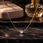 Aarvika CZ Crystal 22K Gold-Plated Minimal Heart Crystal Necklace – front view
