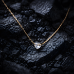 Aarvika CZ Crystal 22K Gold-Plated Minimal Heart Crystal Necklace – side view