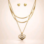 Aarvika Heart Layered Necklace Set – model wearing