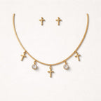 Aarvika Cross Charm Necklace Set – flat lay