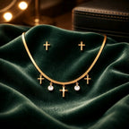 Aarvika Cross Charm Necklace Set – close-up detail