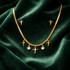 Aarvika Cross Charm Necklace Set – front view