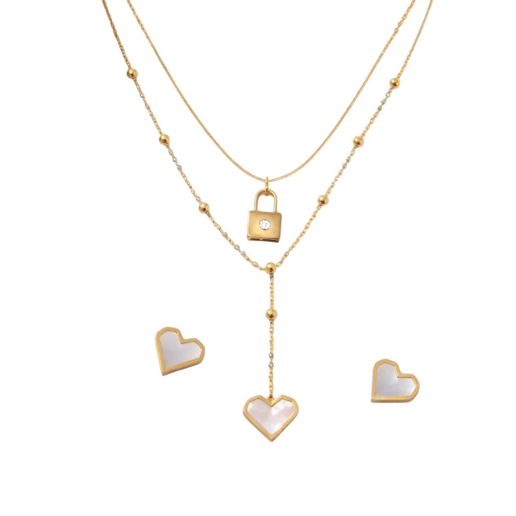 Aarvika Heart Lock Necklace Set