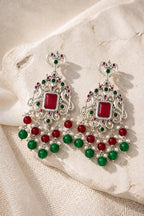 Aarvika Chandrika Silver Replica Statement Dangler Earrings