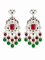 Aarvika Chandrika Silver Replica Statement Dangler Earrings