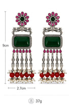 Aarvika Rajsi Silver Replica Statement Dangler Earrings - Emerald & Ruby