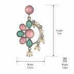 Aarvika Kusum Silver Replica Floral Dangler Earrings - Blush Pink & Aqua