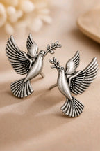 Aarvika Vihangi Silver Replica Flying Bird Stud Earrings