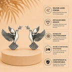 Aarvika Vihangi Silver Replica Flying Bird Stud Earrings