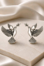 Aarvika Vihangi Silver Replica Flying Bird Stud Earrings