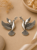 Aarvika Vihangi Silver Replica Flying Bird Stud Earrings