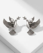 Aarvika Vihangi Silver Replica Flying Bird Stud Earrings