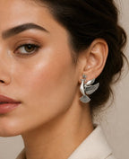 Aarvika Vihangi Silver Replica Flying Bird Stud Earrings