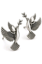 Aarvika Vihangi Silver Replica Flying Bird Stud Earrings