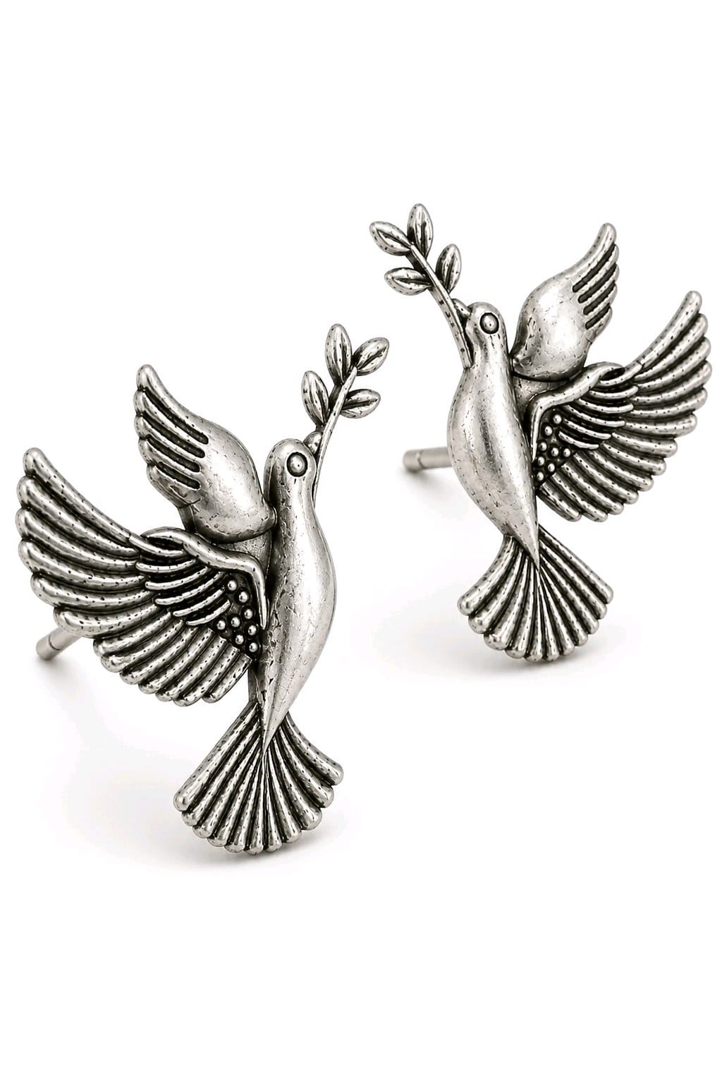 Aarvika Vihangi Silver Replica Flying Bird Stud Earrings