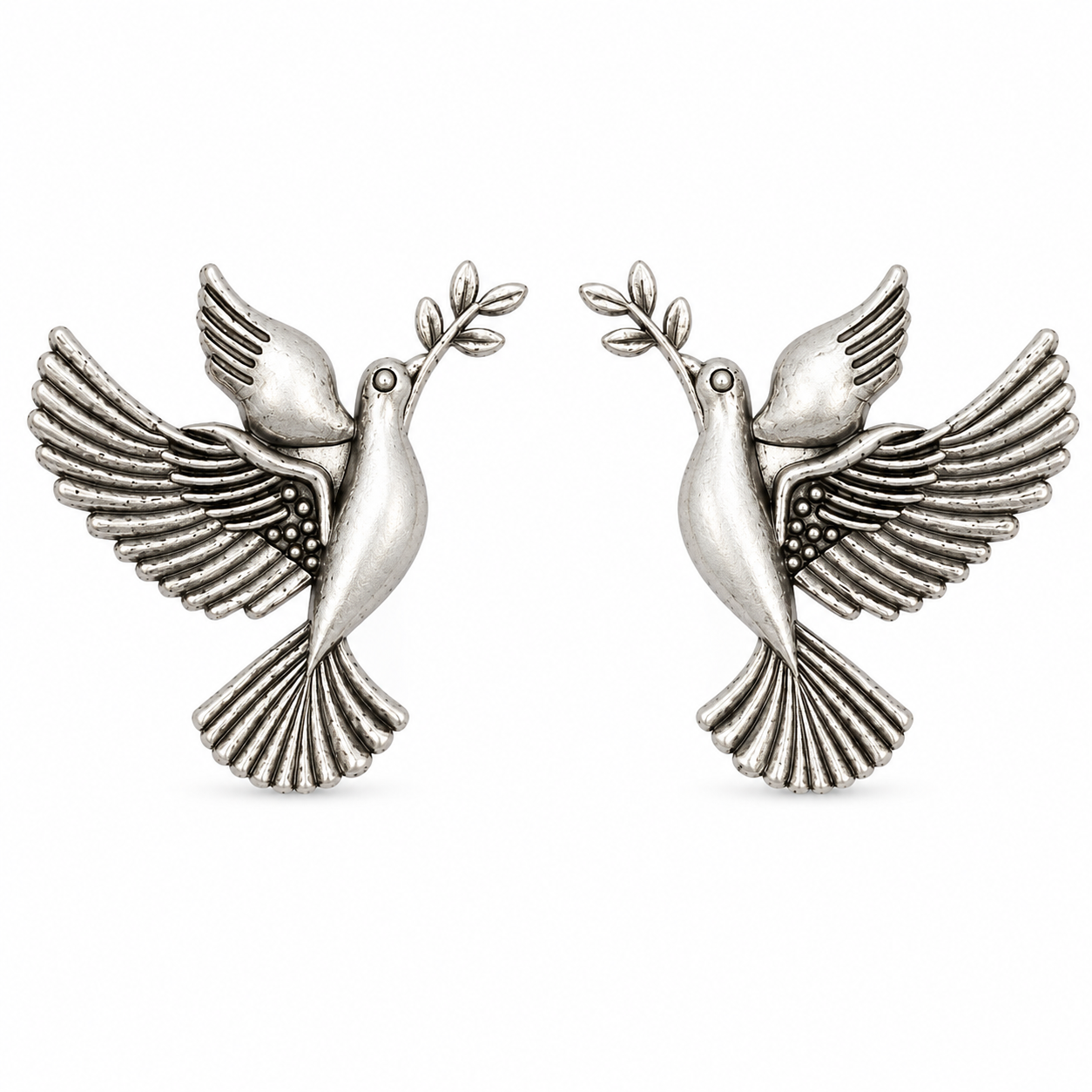 Aarvika Vihangi Silver Replica Flying Bird Stud Earrings