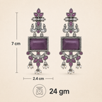 Aarvika Vaidehi Silver Replica Statement Dangler Earrings - Amethyst