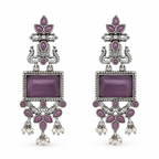 Aarvika Vaidehi Silver Replica Statement Dangler Earrings - Amethyst