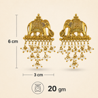 Aarvika Airavati Gold Tone Elephant Pearl Drop Earrings